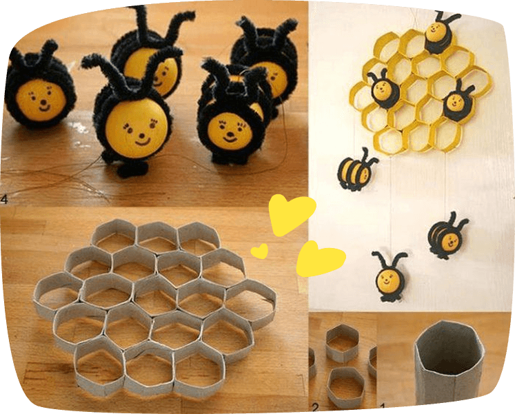 abelha feita com um rolo de cartão