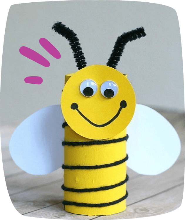 Bee made out of carboard roll
