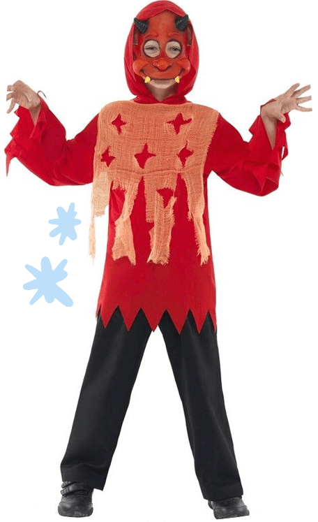 criança mascarada de diabo